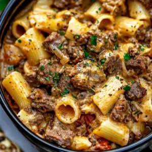 Decadent Beef and Pasta in Creamy Garlic Alfredo
