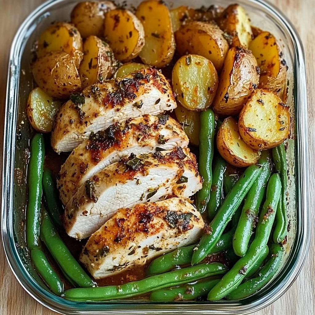 Garlic Herb Chicken with Roasted Potatoes & Green Beans