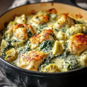 High-Protein Spinach and Artichoke Chicken Casserole