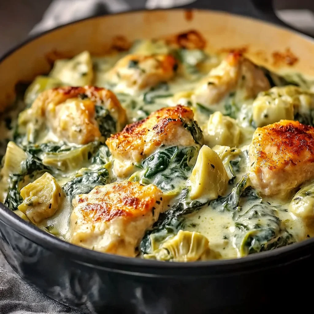 High-Protein Spinach and Artichoke Chicken Casserole