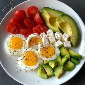 Mediterranean Breakfast Plate with Eggs, Feta & Avocado