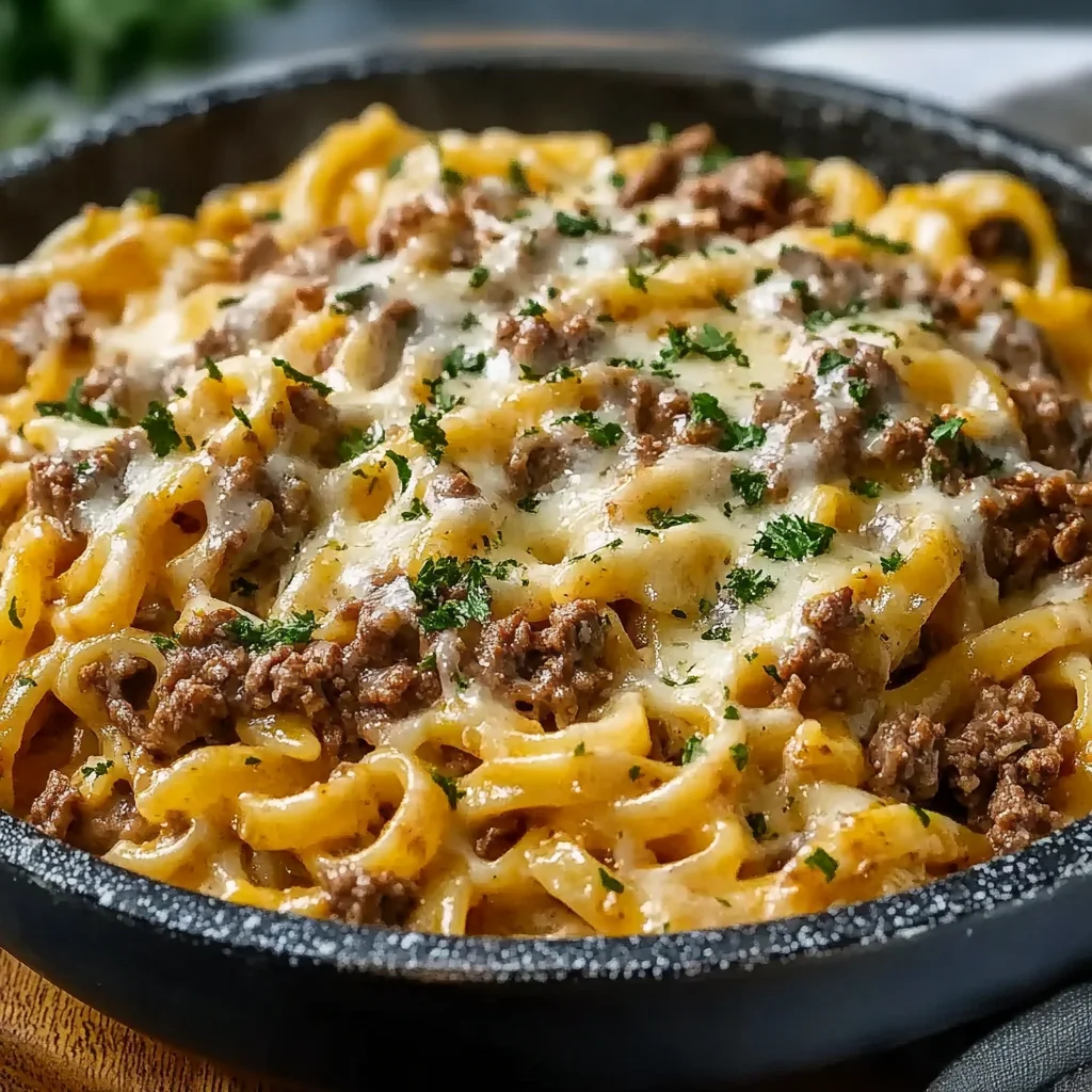 One-Pot Creamy Beef and Garlic Butter Pasta