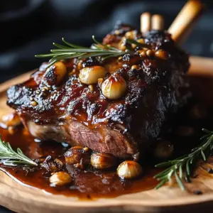 Roasted Bone-In Lamb Shoulder with Garlic and Honey-Rosemary Glaze