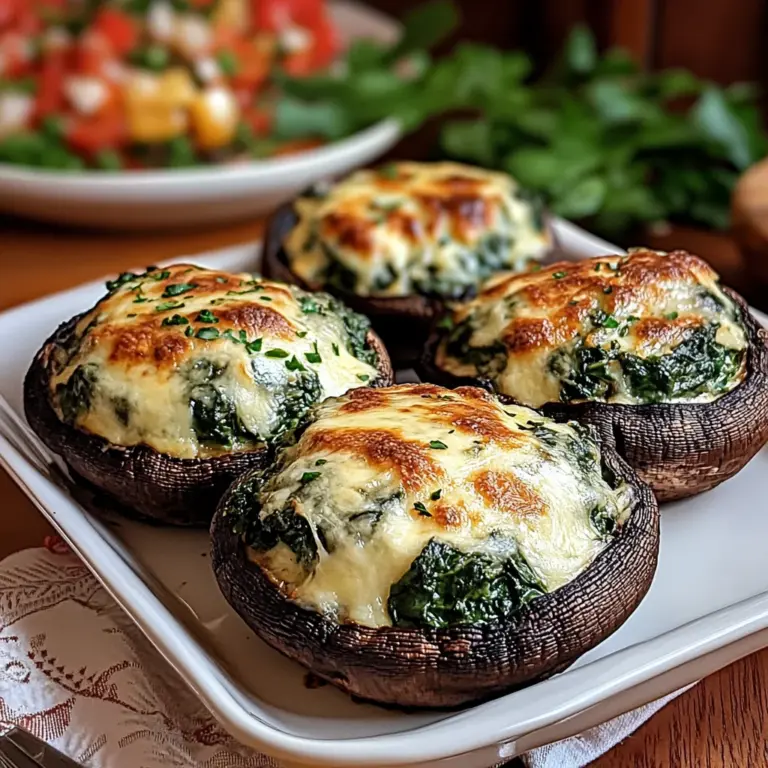 Spinach Cheese Stuffed Portobello Mushrooms