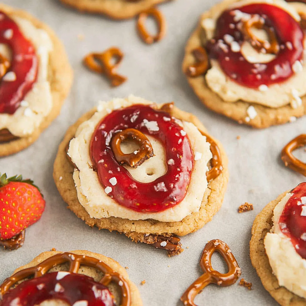 Strawberry Pretzel Pie Cookies