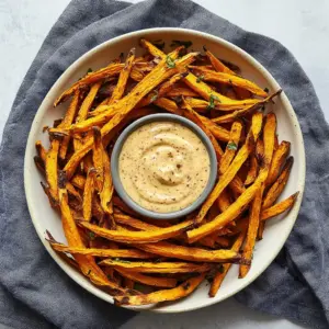 Air Fryer Sweet Potato Fries with Chipotle Aioli