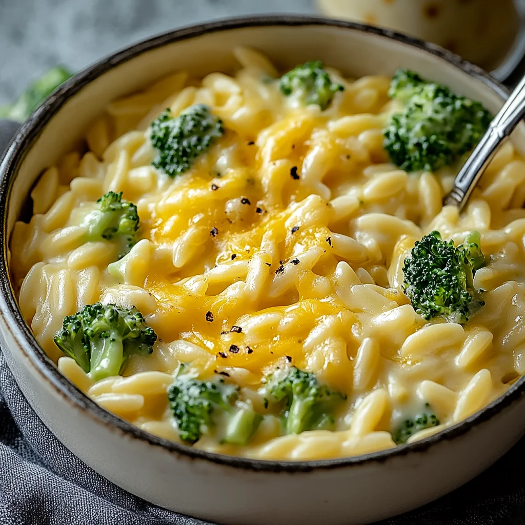 Creamy One-Pot Broccoli Cheddar Orzo