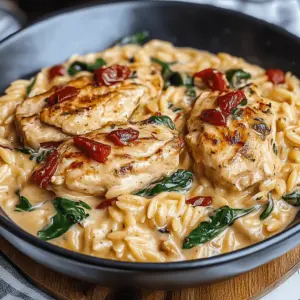 Creamy Tuscan Chicken with Orzo