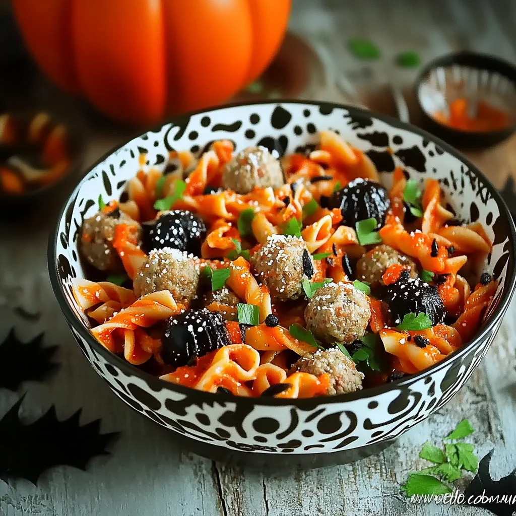 Halloween Pasta Salad With Meatballs
