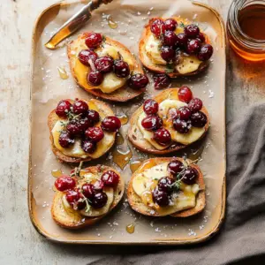 Roasted Grape & Brie Crostini with Honey + Sea Salt