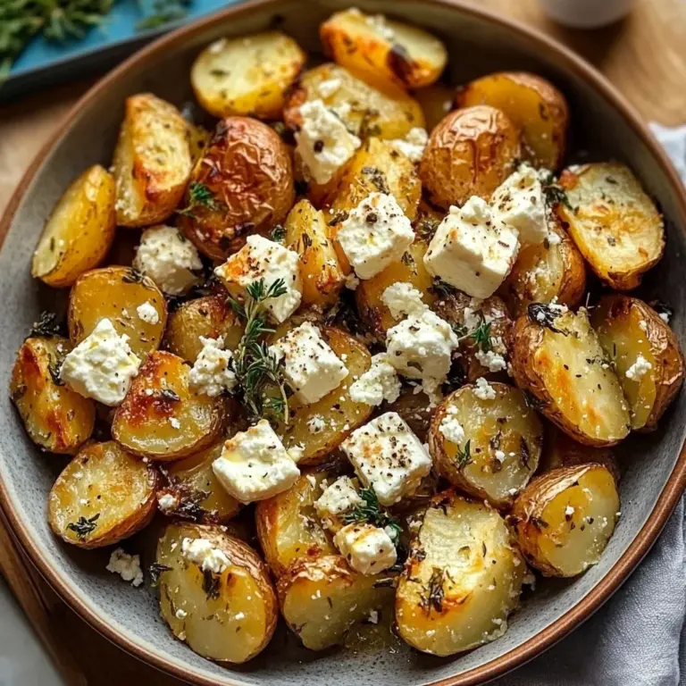 Roasted Potatoes with Baked Feta and Garlic