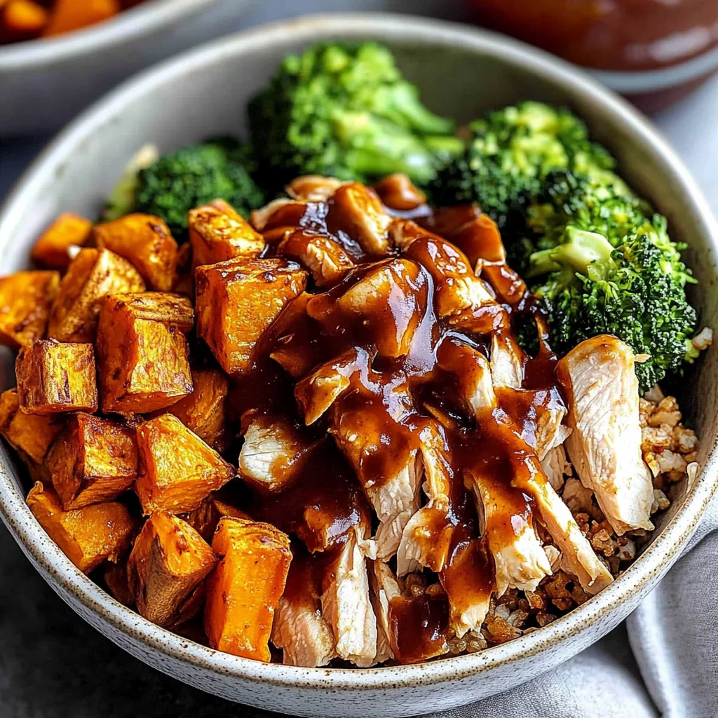 BBQ Chicken & Roasted Sweet Potato Bowls Recipe