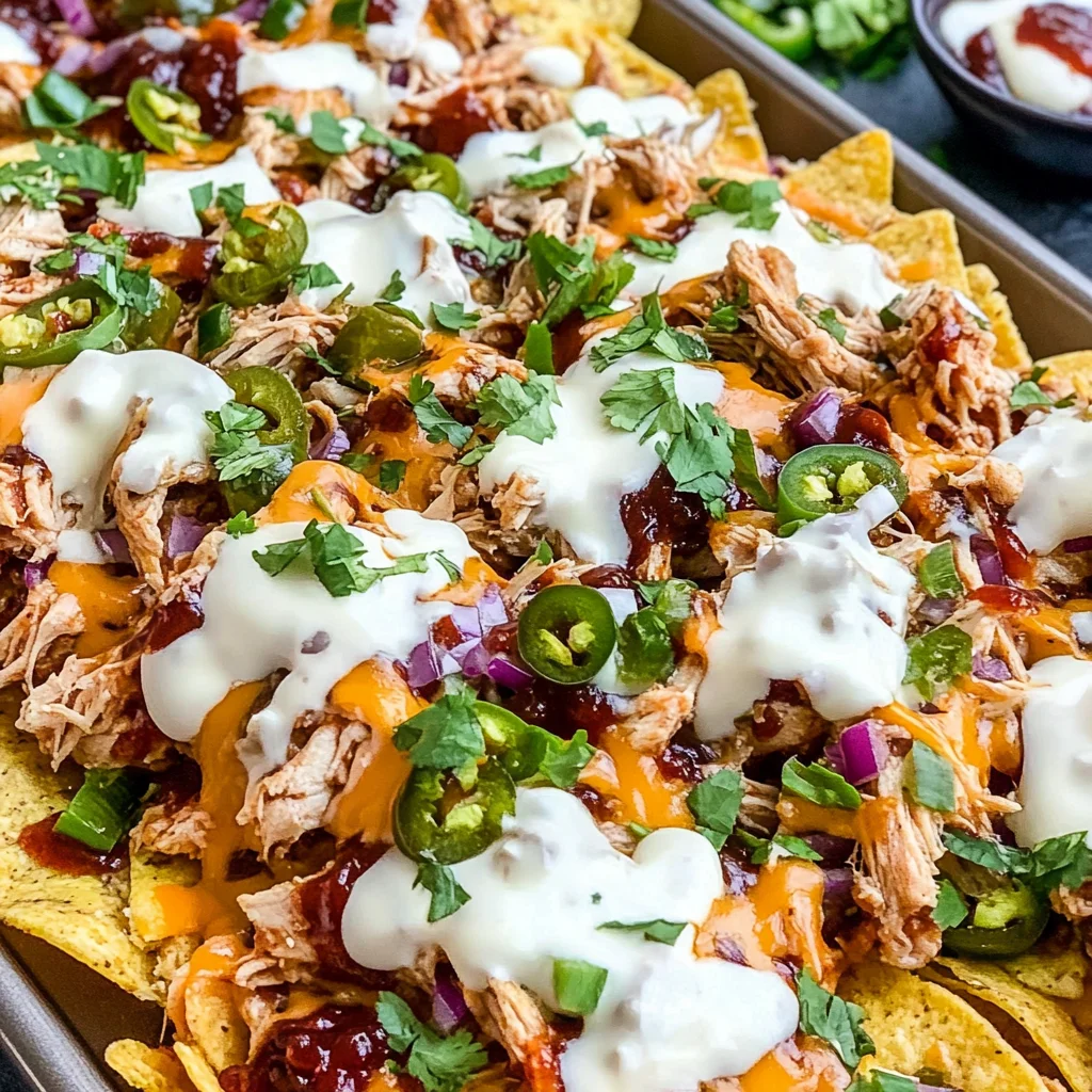 Easy Sheet Pan BBQ Chicken Nachos