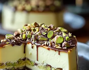 Heavenly Pistachio White Chocolate Cheesecake