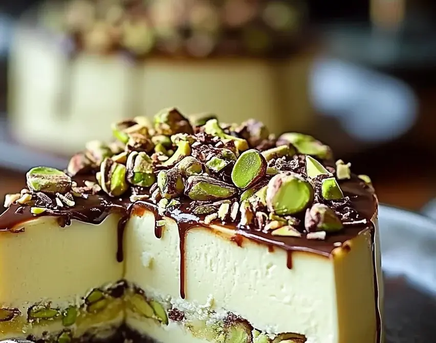 Heavenly Pistachio White Chocolate Cheesecake