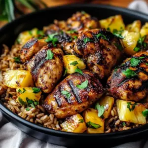 One Pan Caribbean Jerk Chicken with Pineapple-Coconut Rice Recipe
