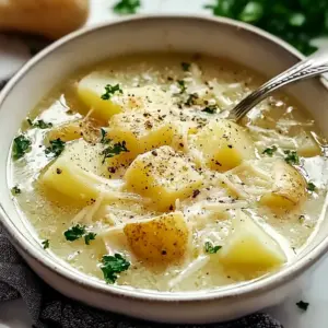 Soothing Hangover Cure Garlic Potato Soup - theamazingfood