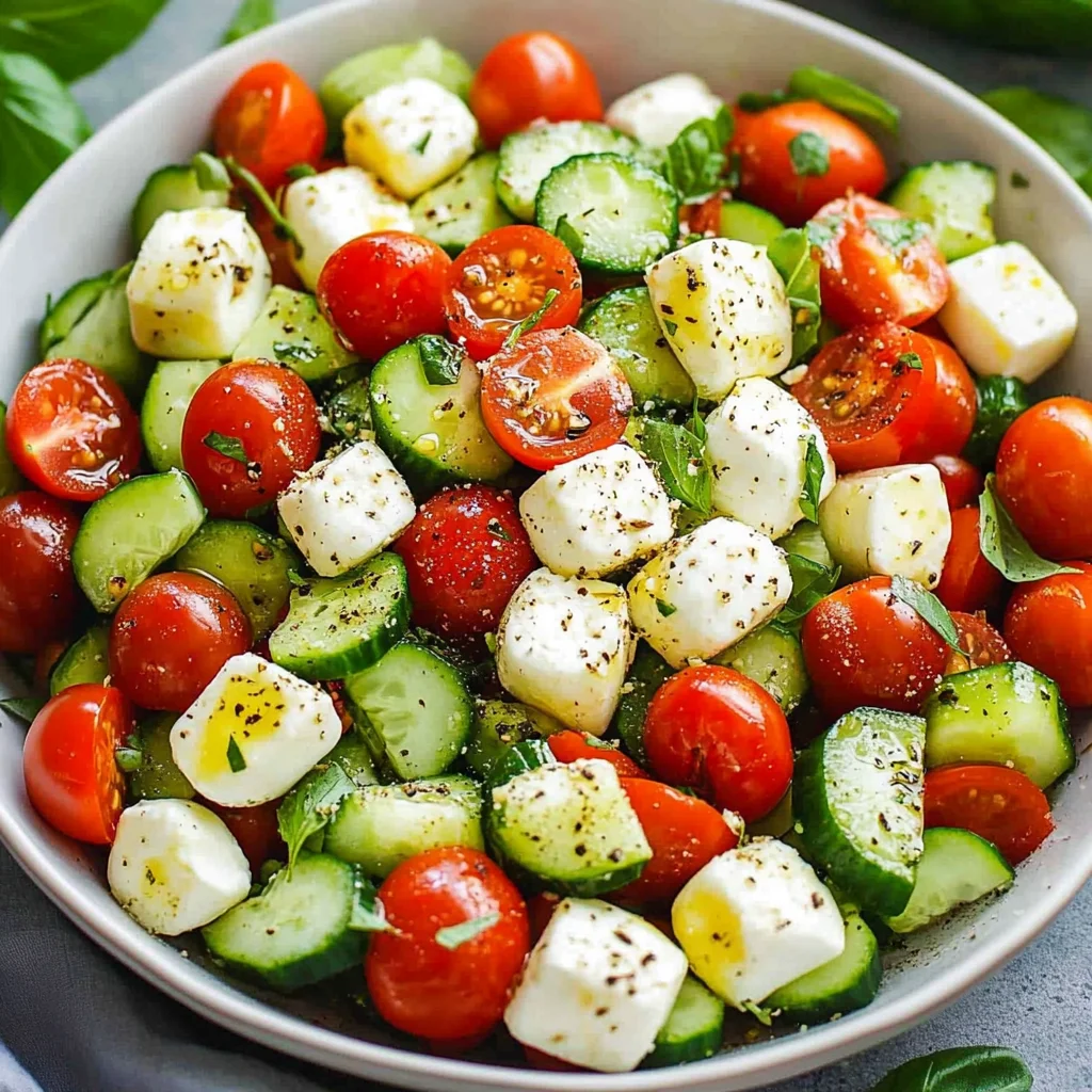 Tomato Cucumber Mozzarella Salad