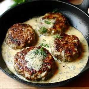 chicken hamburger Steaks in Creamy Dill Sauce