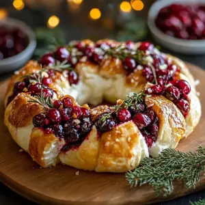 Brie Cheese and Cranberry Christmas Wreath