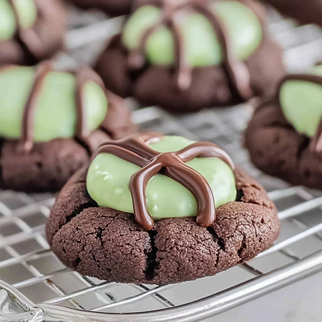Chocolate Mint Thumbprint Cookies