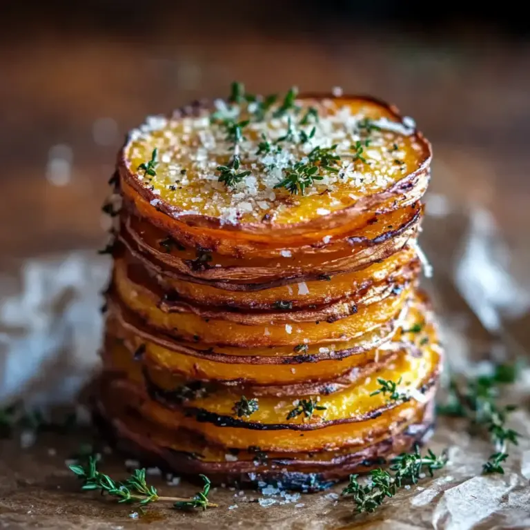 Crispy Parmesan Thyme Sweet Potato Stacks Recipe