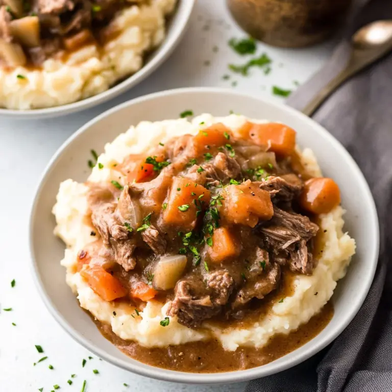 Fall Apple Cider Stew over Mashed Potatoes