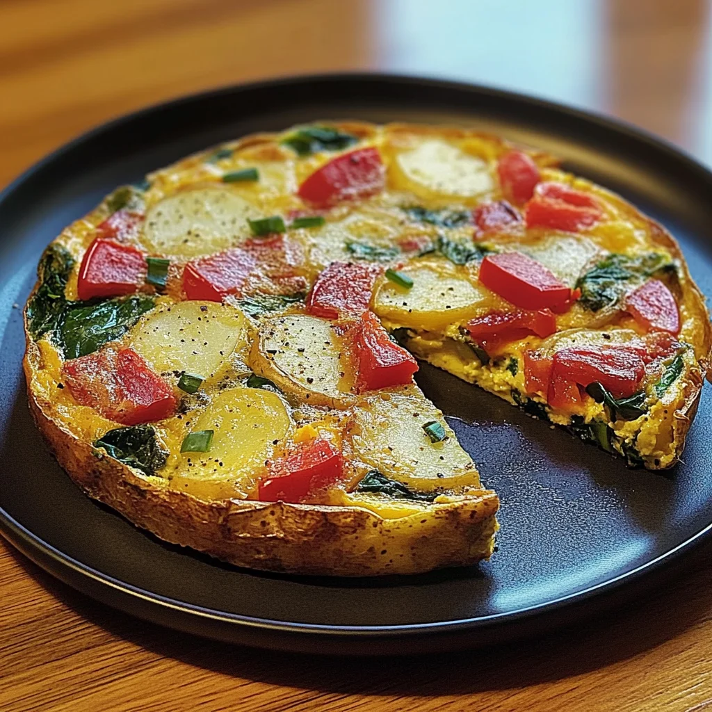 Frittata with Potatoes, Red Peppers, and Spinach Recipe
