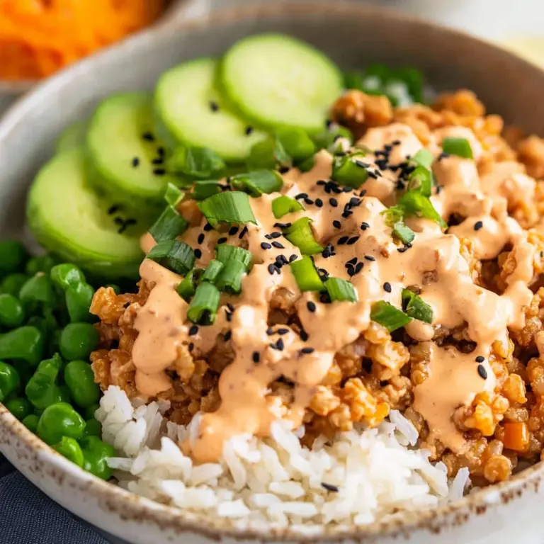 Ground Turkey Rice Bowls with Bang Bang Sauce