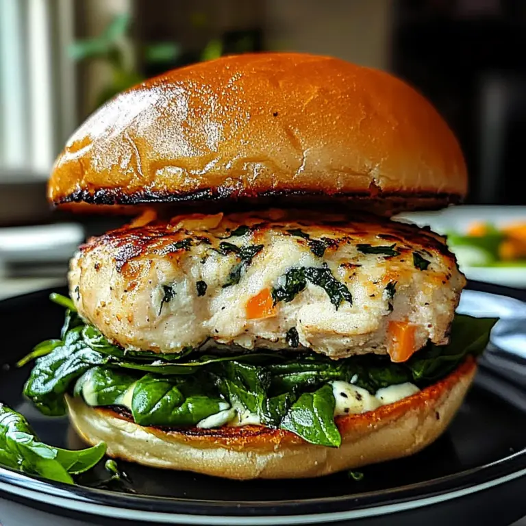 White Cheddar and Spinach Chicken Burgers