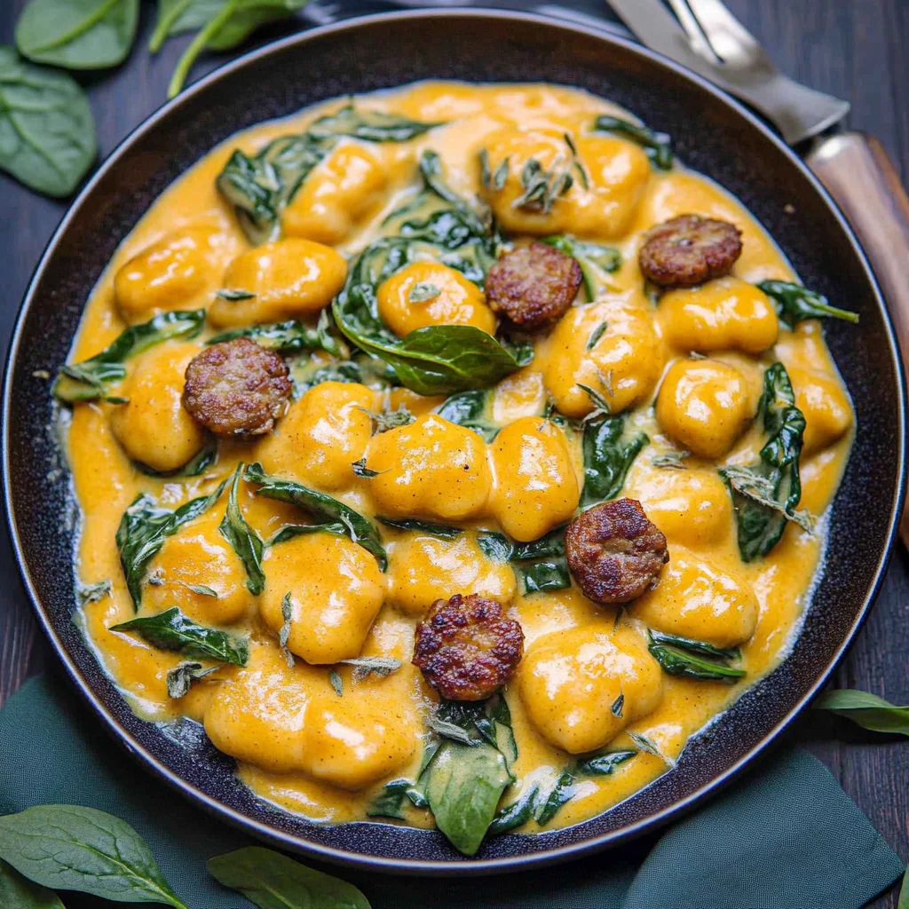 Creamy Pumpkin Gnocchi with Spinach and Sausage (30-Minute, One-Pan)