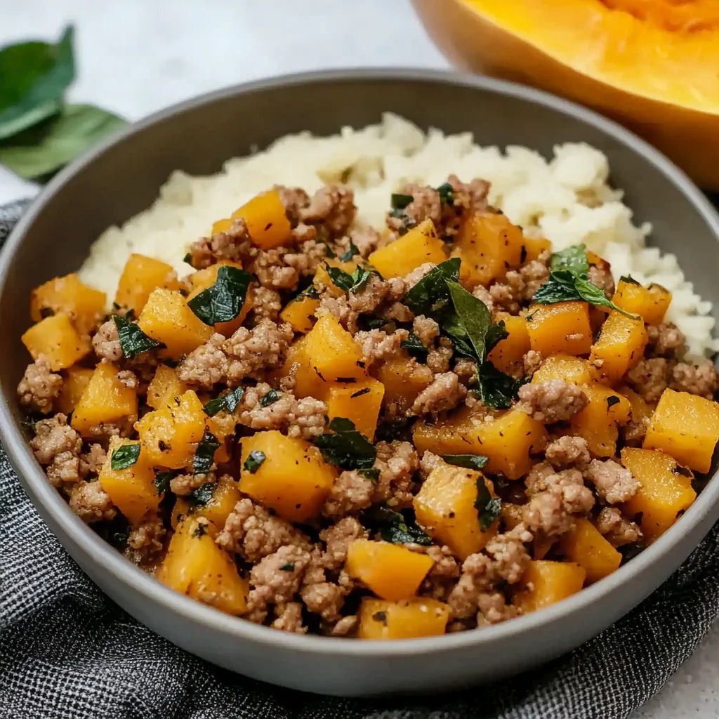 Healthy Roasted Butternut Squash with Ground Turkey