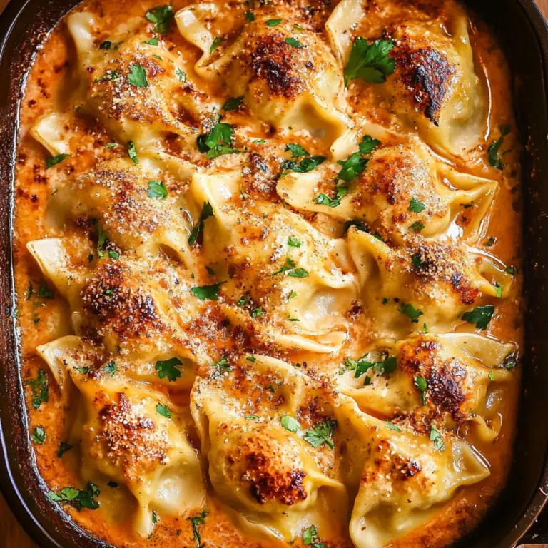 One Pan Baked Dumplings