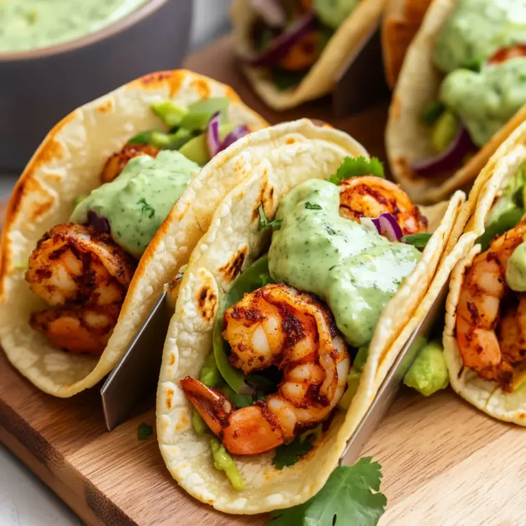 Spicy Shrimp Tacos with Avocado Crema