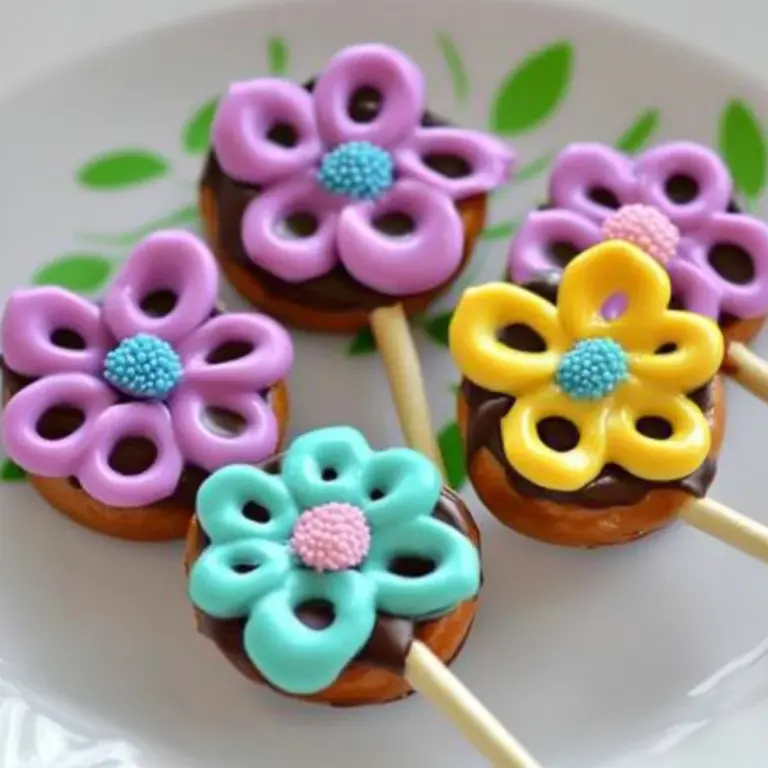 Chocolate Covered Pretzel Flowers