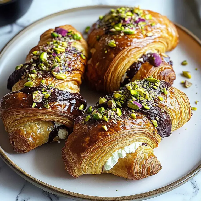 Chocolate Pistachio Croissants with Ricotta