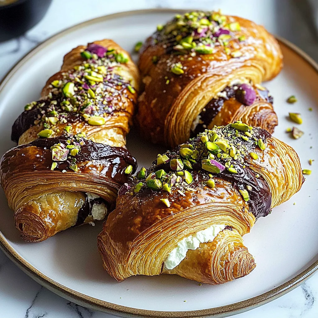 Chocolate Pistachio Croissants with Ricotta