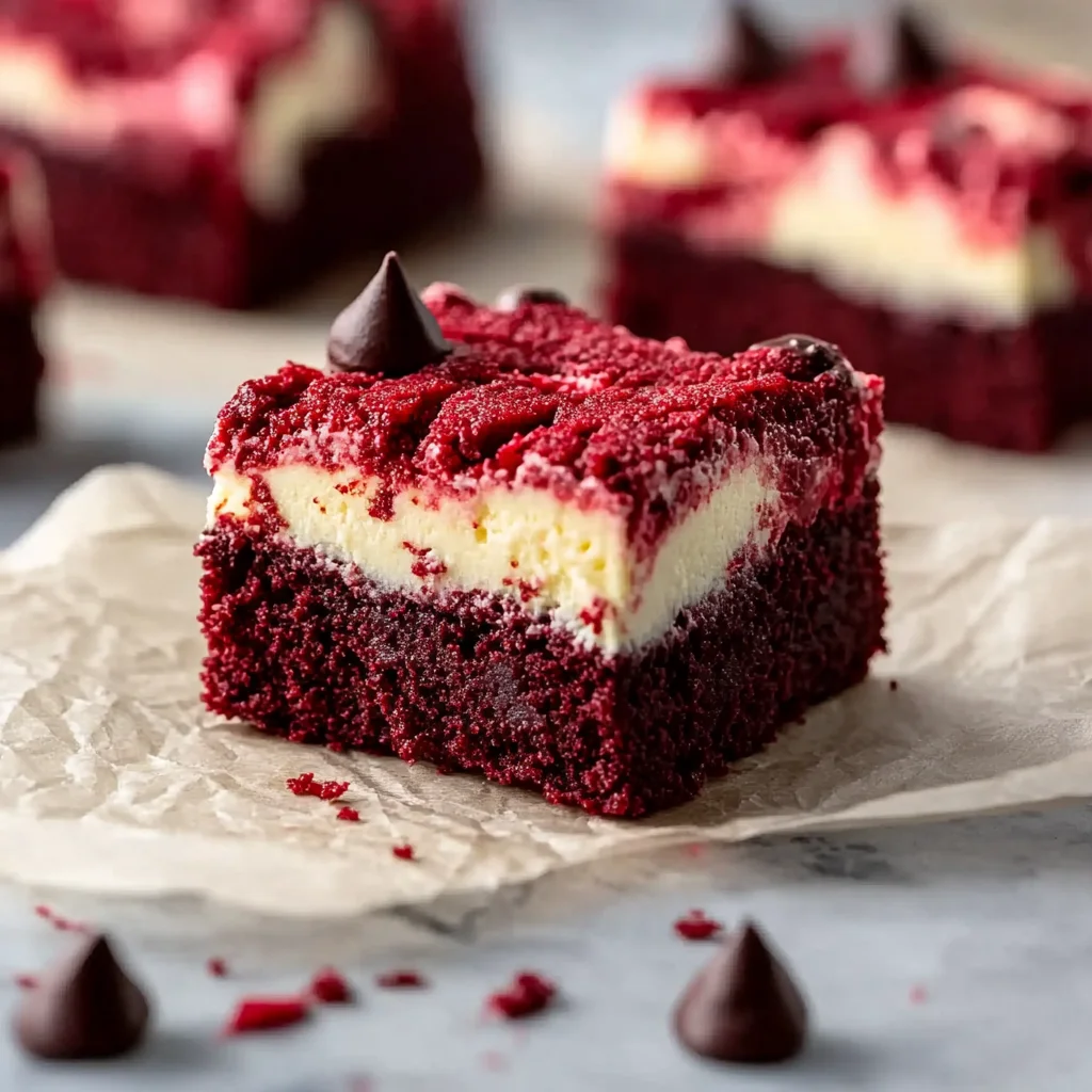 Classic Red Velvet Brownies with Cheesecake Layer - theamazingfood