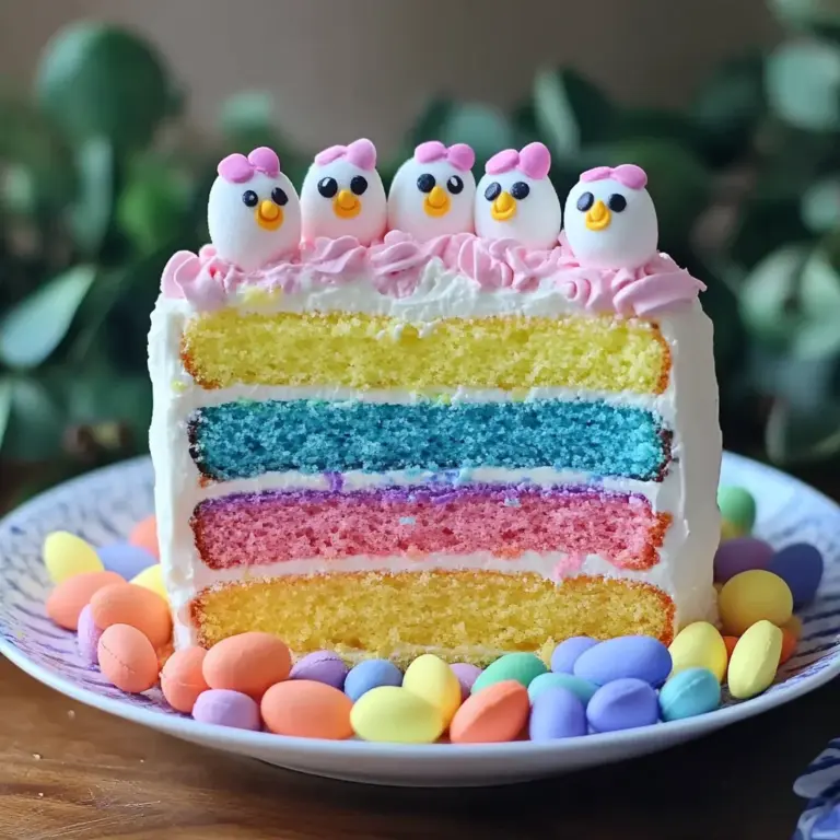 Easter Peep Cake with Multi-Colored Layers