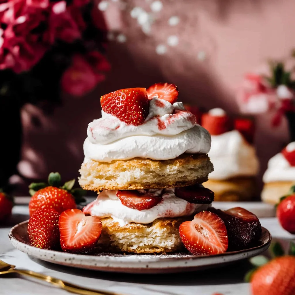 Homemade Strawberry Shortcakes with Strawberries and Perfect Whipped Cream