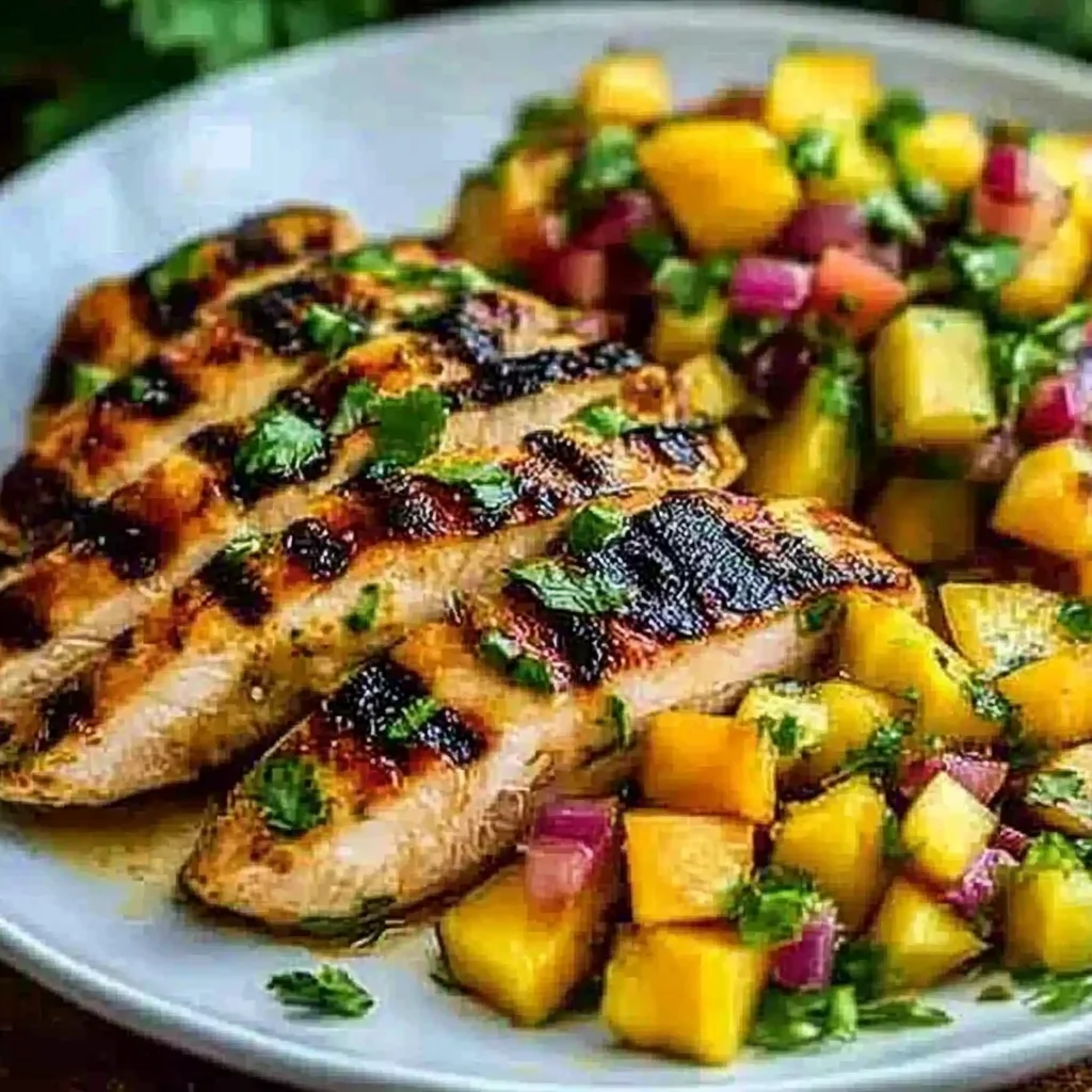 Lemon Ginger Chicken with Pineapple Mango Salsa