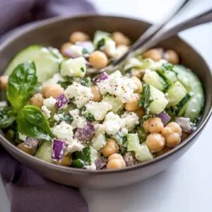 Chickpea Feta Cucumber Salad