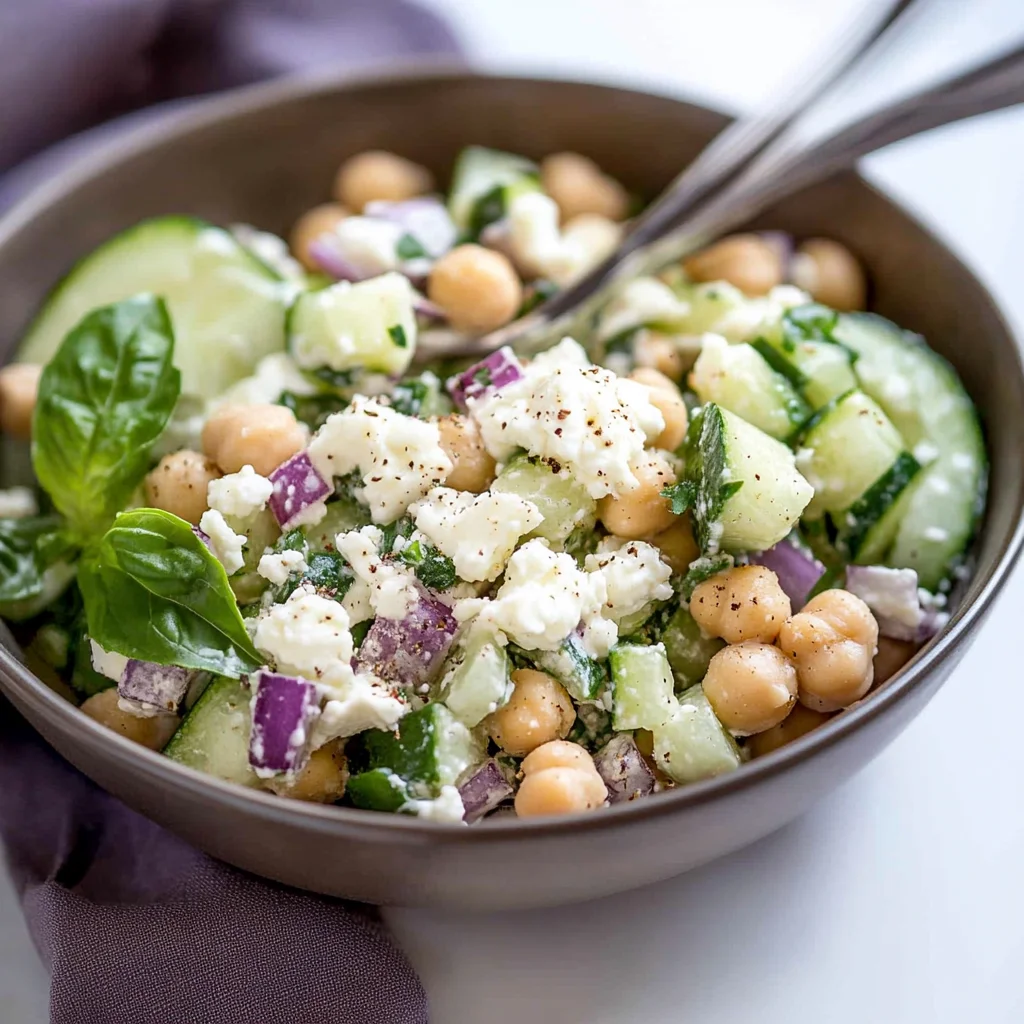 Chickpea Feta Cucumber Salad