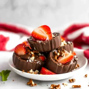 Chocolate strawberry pretzel fudge cups