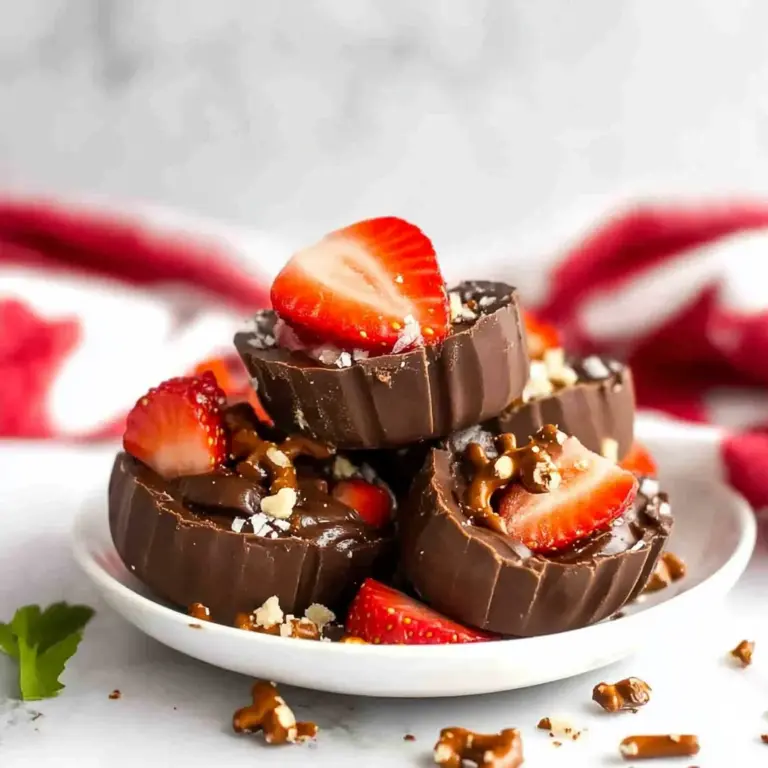 Chocolate strawberry pretzel fudge cups