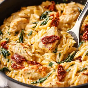Creamy Sun-Dried Tomato Chicken Orzo Delight!