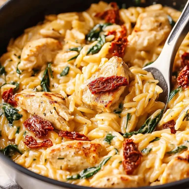 Creamy Sun-Dried Tomato Chicken Orzo Delight!