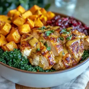 Easy Maple Dijon Chicken Bowl Recipe with Sweet Potatoes for Cozy Fall Dinner