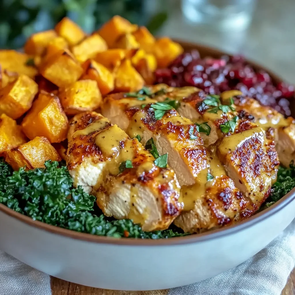 Easy Maple Dijon Chicken Bowl Recipe with Sweet Potatoes for Cozy Fall Dinner