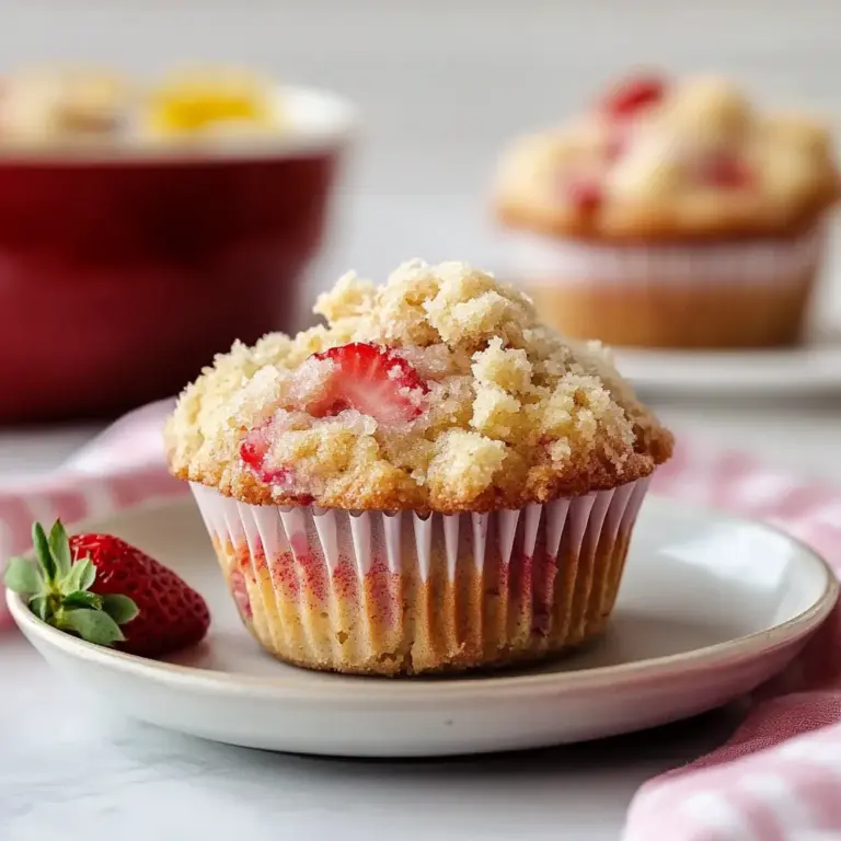 Quick Strawberry Muffins with Crumble Topping